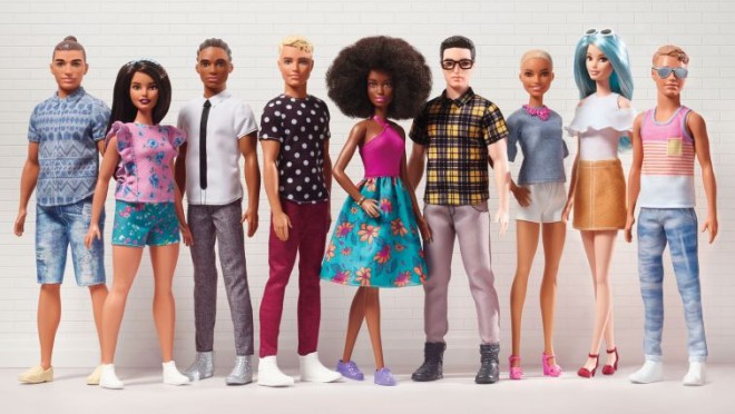 Mattel undated handout photo of Barbie The New Crew (left to right) : Broad Ken, Curvy Barbie, Original Ken, Slim Ken, Original Barbie, Broad Ken, Original Barbie, Tall Barbie and Slim Ken. Barbie's companion Ken has undergone a wide-ranging makeover with the UK launch of varying body sizes, skin tones and hairstyles including a man bun and corn rows. PRESS ASSOCIATION Photo. Issue date: Tuesday June 20, 2017. Mattel has released 15 new dolls - all named Ken - in his "most diverse line-up to date", starting with two new "broad" and "slim" body types. See PA story CONSUMER Ken. Photo credit should read: Mattel/PA Wire NOTE TO EDITORS: This handout photo may only be used in for editorial reporting purposes for the contemporaneous illustration of events, things or the people in the image or facts mentioned in the caption. Reuse of the picture may require further permission from the copyright holder.