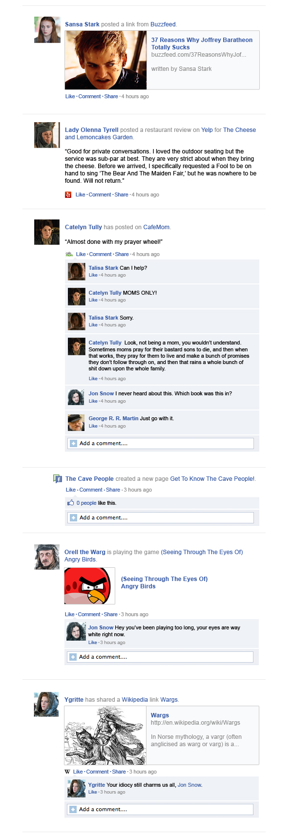 Why Not Watch Game Of Thrones As A Facebook Feed