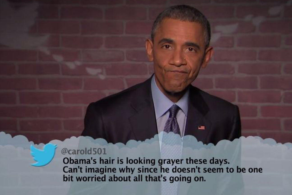 Watch Barack Obama Read Out A Whole Bunch Of Mean Tweets About Himself On  'Kimmel'