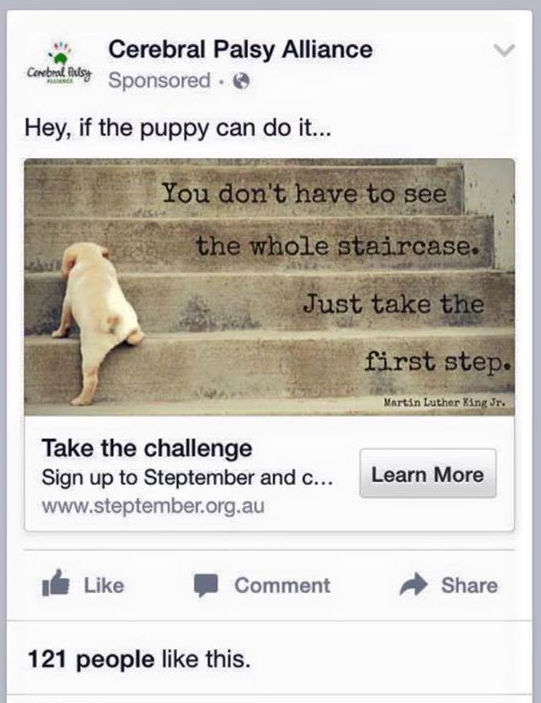 dog climbing steps steptember ad