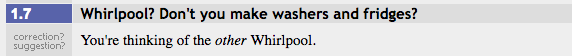 A screenshot from the Whirlpool FAQ