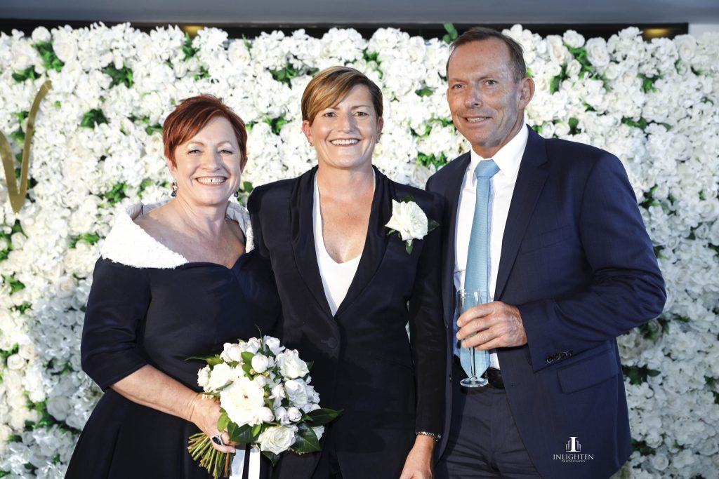 Tony Abbott with Christine Forster and Virginia Edwards