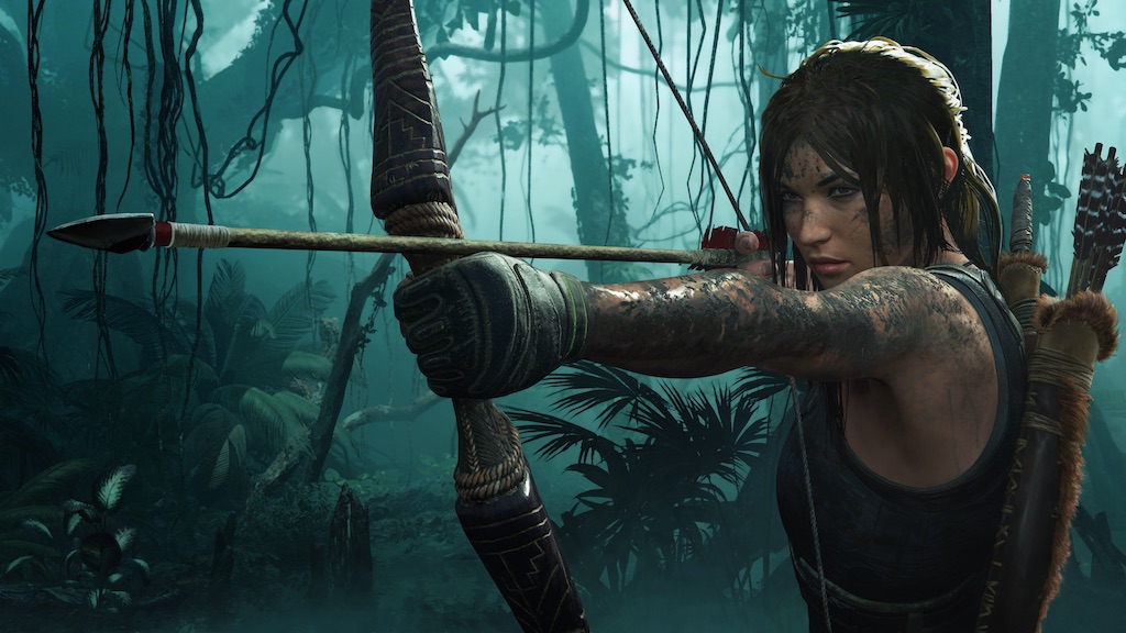 Lara Croft in The Tomb Raider Video Game With a Bow And Arrow