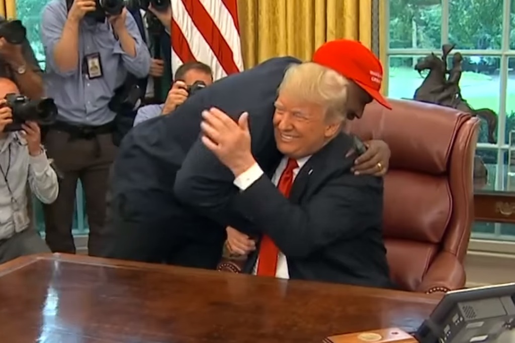 Donald Trump meets Kanye West in the White House