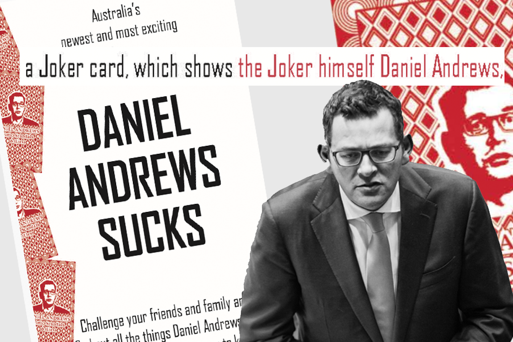 The Victorian Liberals have created a card game and website titled "Daniel Andrews Sucks"