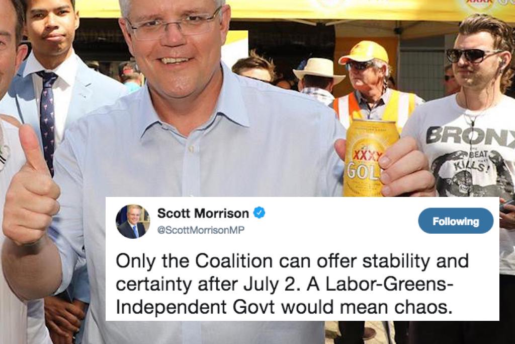 Scott Morrison minority government tweet s after julia banks leaves Liberals