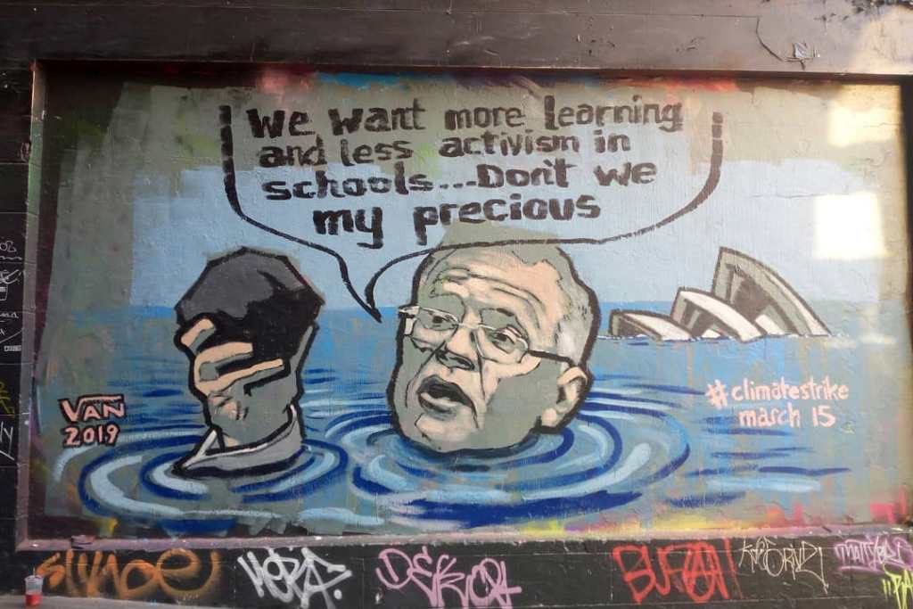 Scott Morrison dragged in Melbourne mural by artist Van T Rudd