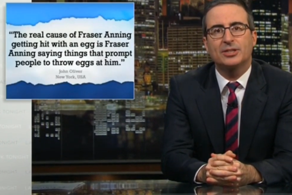 John Oliver rips into Fraser Anning on Last Week Tonight