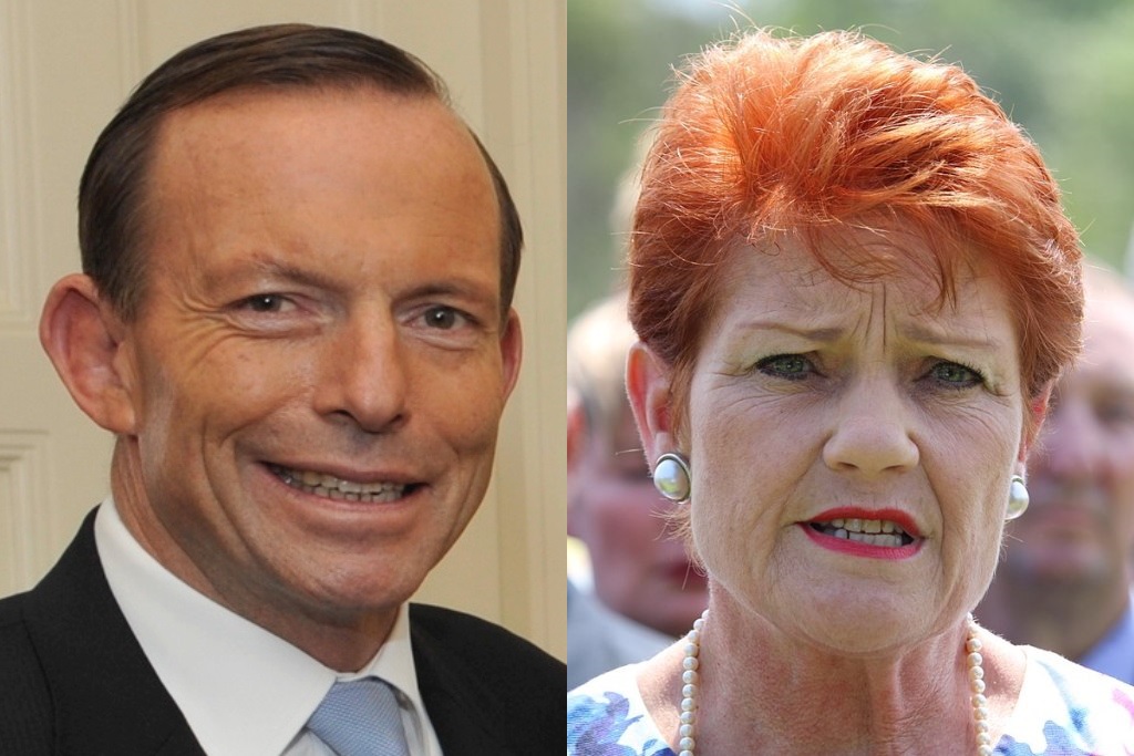 Tony Abbott and Pauline Hanson, the latter of One Nation
