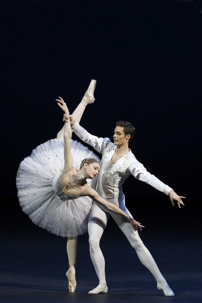 The Bolshoi Ballet's Alyona Kovalova and Jacopo Tissi perform in 'Jewels' at QPAC in Brisbane