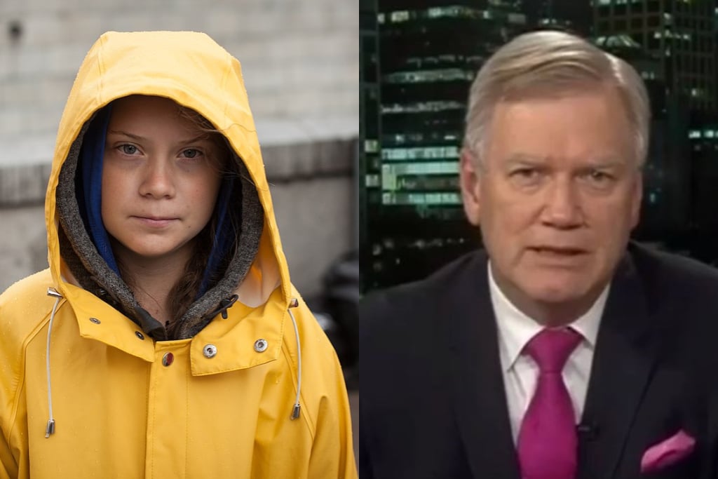 Image result for Images of Greta Thunberg and Andrew Bolt