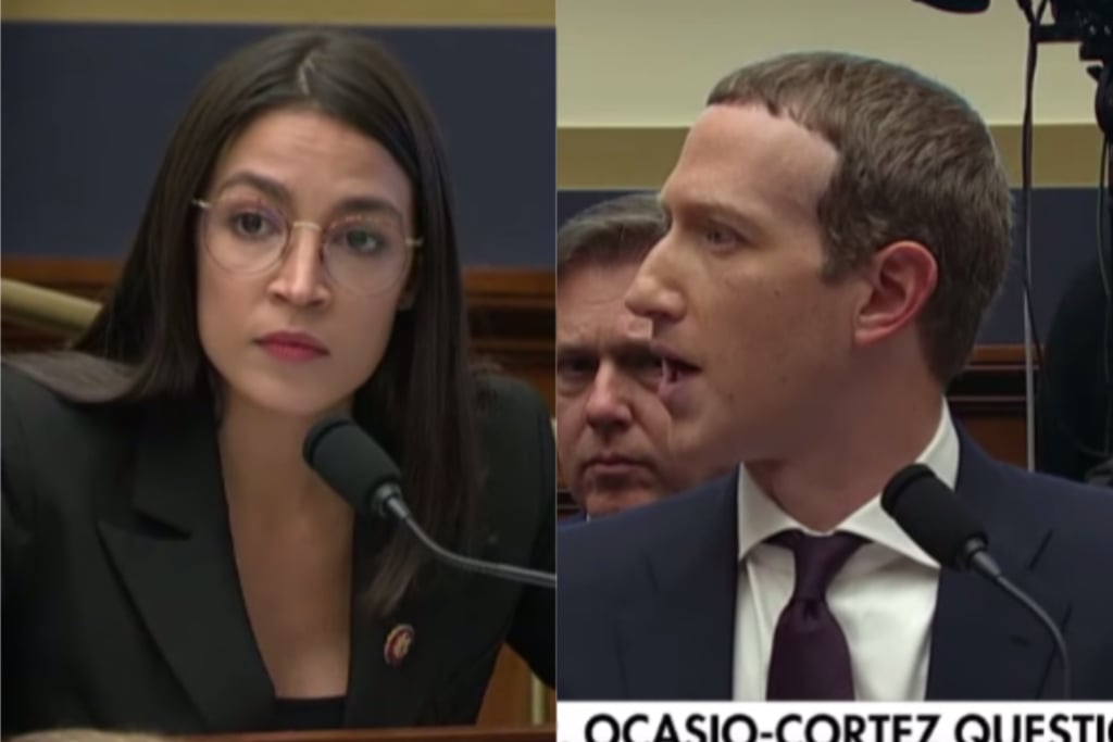Alexandria Ocasio-Cortez and Mark Zuckerberg