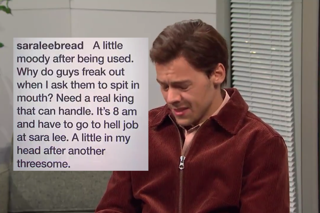 Harry Styles plays Sara Lee's horny social media manager on SNL