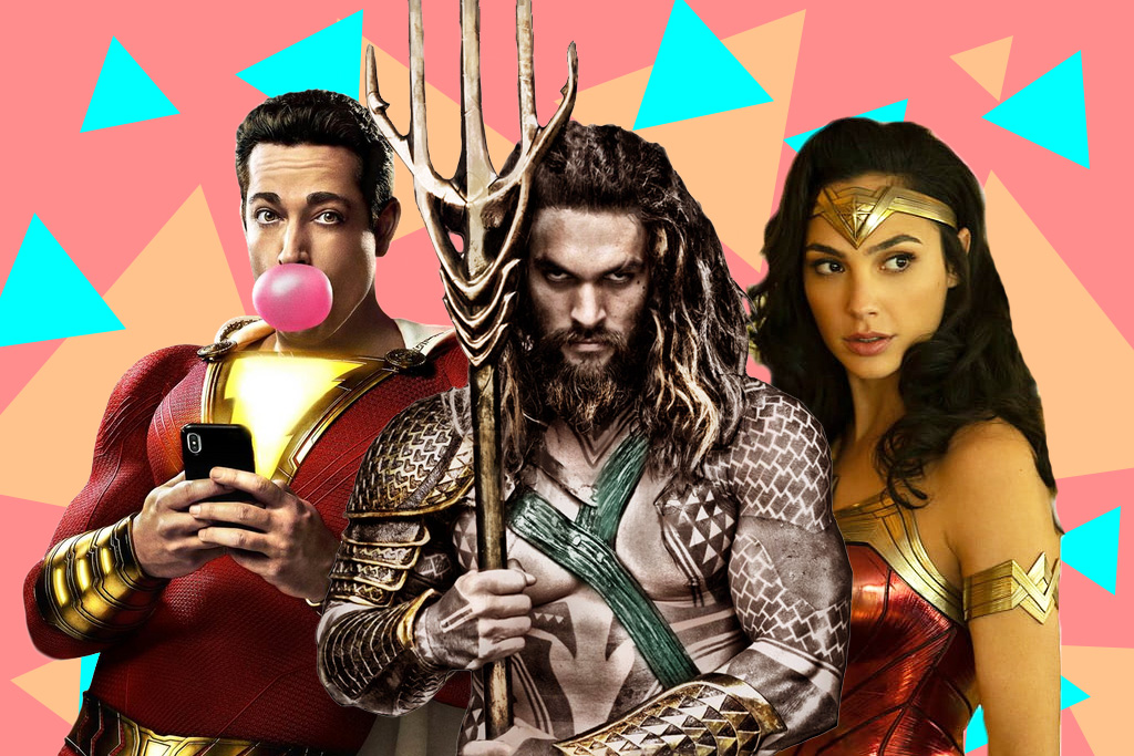 DCEU DC Extended Universe films Wonder woman, aquaman, Shazam, The flash