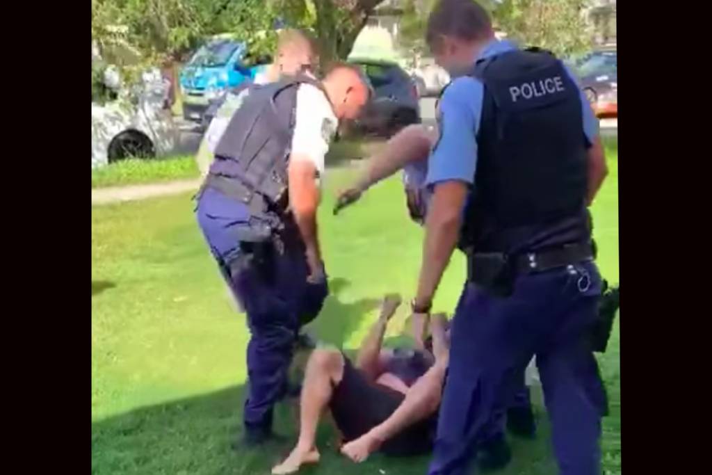 NSW Police under criticism for pushing man to ground in social distancing arrest