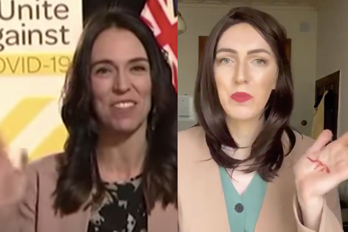 Melanie Bracewell parodies Jacinda Ardern earthquake video