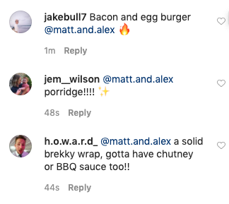 Chris Hemsworth Instagram comments with Matt and Alex