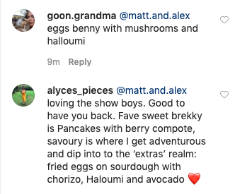Chris Hemsworth Instagram comments with Matt and Alex
