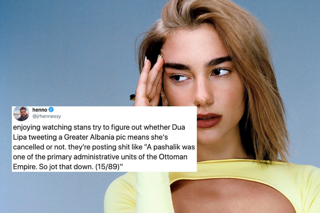 Dua Lipa tweets support for 'greater Albania', and stans weigh in on geopolitical debate