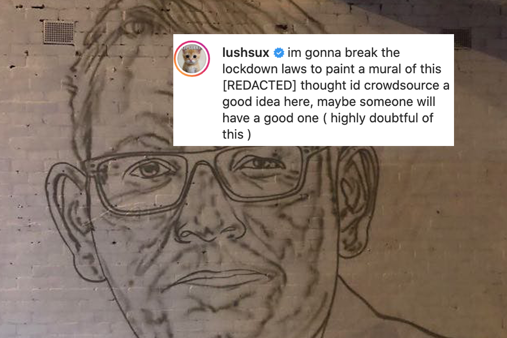 Lushsux says he is breaking curfew to paint a picture of Victorian MP Daniel Andrews
