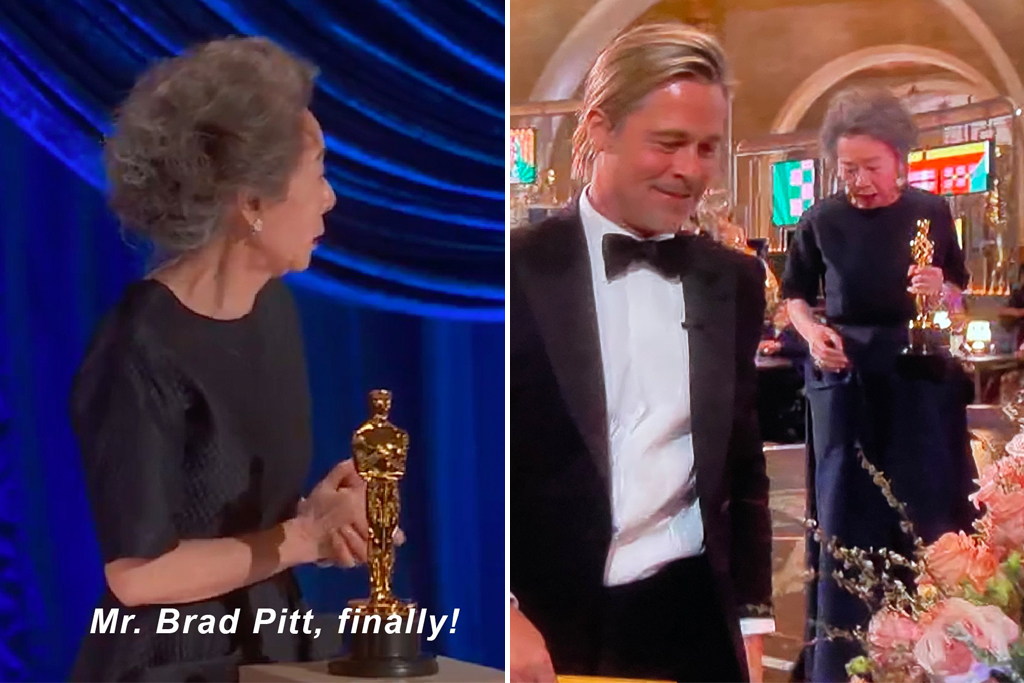 Yuh-Jung Youn Naturally Spent Her Oscars Speech Flirting With Brad Pitt