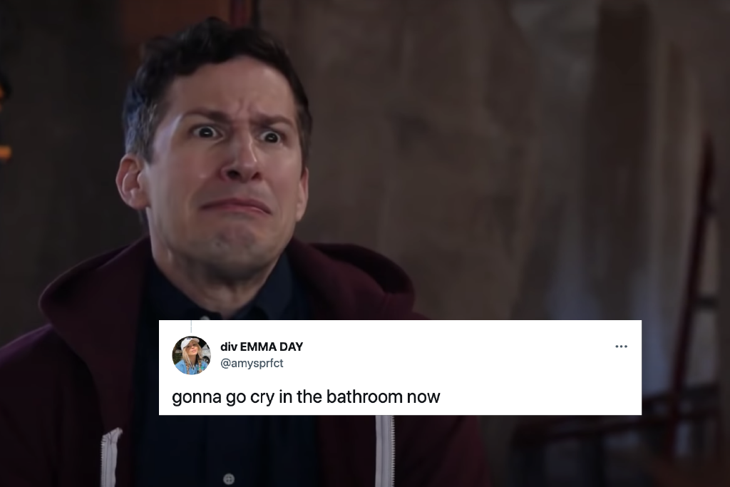 Image of Brooklyn Nine-Nine character Jake about to cry.