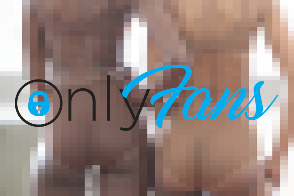 Blurred image of two women and OnlyFans logo