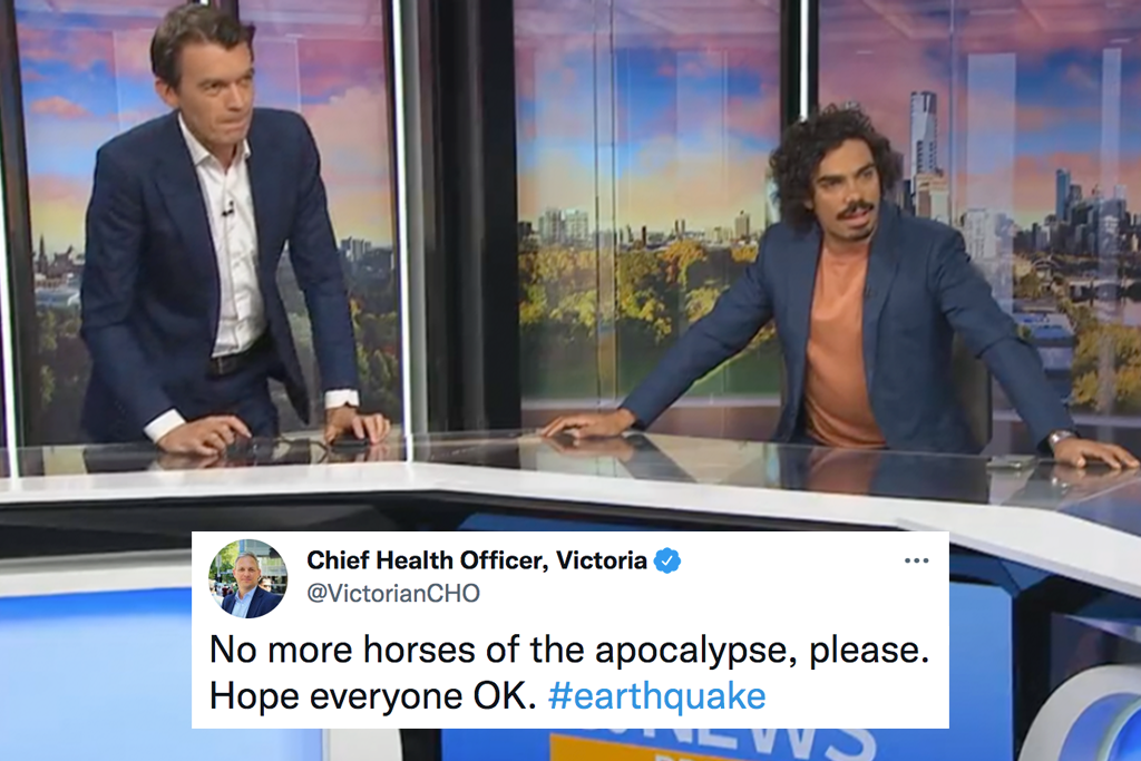 Melbourne Earthquake ABC News Breakfast on air footage