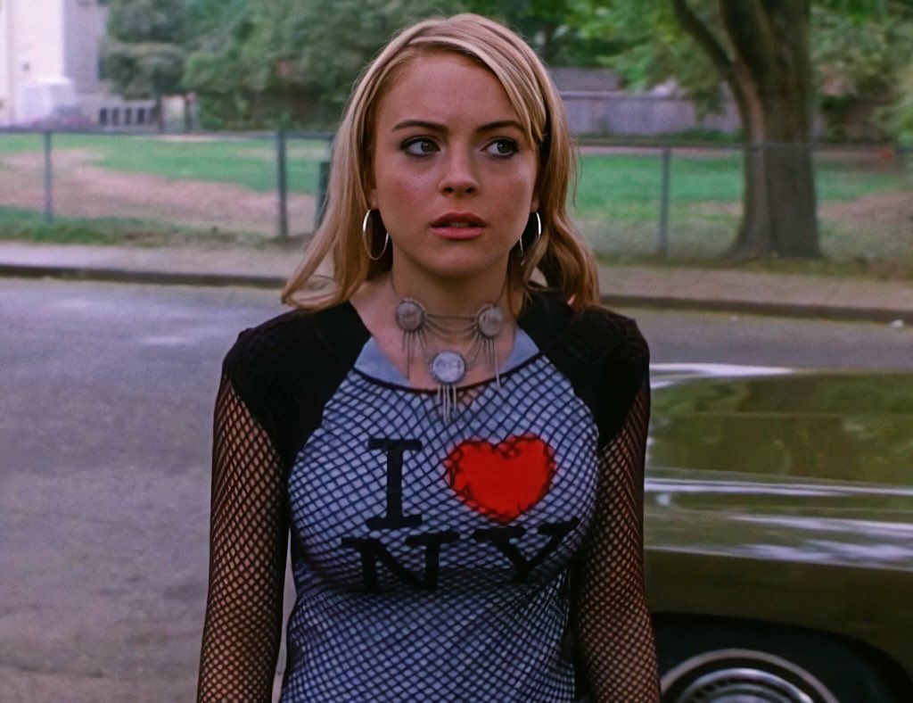 lindsay-lohan-wearing-i-love-ny-mesh-top-and-hoop-earrings-in-confessions-of-a-teenage-drama-queen