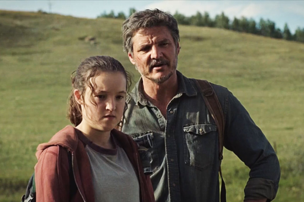 A picture taken from HBO's 'The Last Of Us' , Pedro Pascal and Bella Ramsey look quizzically at the camera