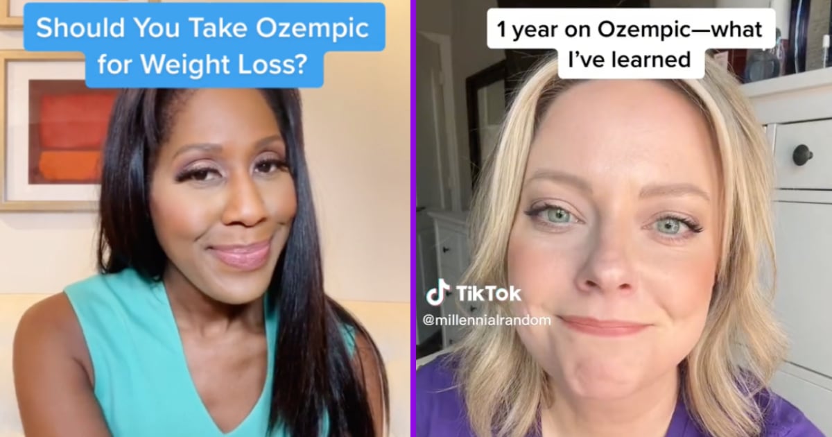 Two tiktok users sharing their thoughts on diabetes medication side by side.