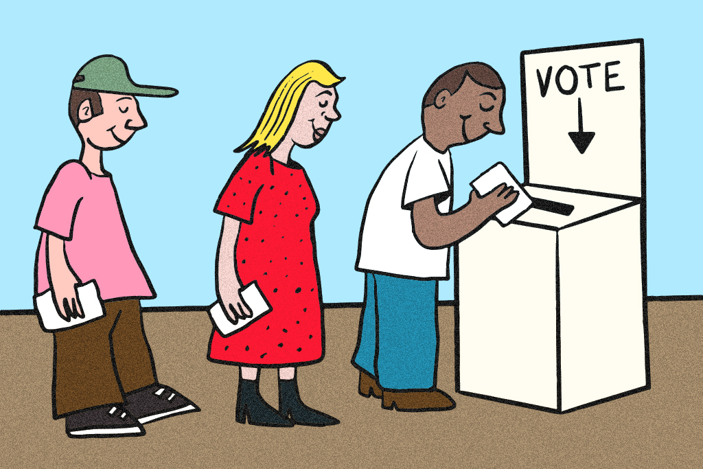 cartoon people voting in the 2023 NSW state election